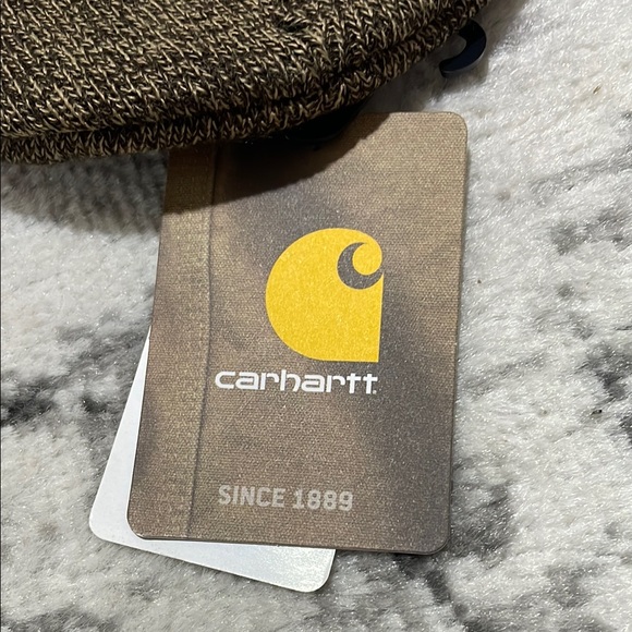 CARHARTT Brown Cuff Knit Beanie with Center Logo - Picture 3 of 10